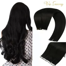 VeSunny-Cinta Invisible en extensiones de cabello Remy, pegamento de trama de piel en cabello virgen negro sin costuras, 2,5G/Ud. # 1b