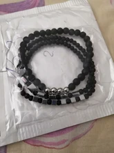 3 unids/set cubo a la moda pulsera de cuentas de los hombres negro mate pulsera de cuentas de piedra conjuntos para hombres regalo de la joyería