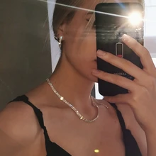 Blijary-Conjunto de joyería nupcial de cristal plateado para dama de honor, Gargantilla geométrica, collar, pendientes para mujer, conjuntos de joyería de boda