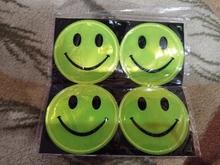 Pegatina reflectante de cara de sonrisa bonita, pegatinas de seguridad para bolsa escolar de dibujos animados de Pvc, pegatinas de decoración de papelería para seguridad de tráfico