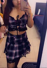 Pleated-Skirt Lace Pink Plaid Harajuku Y2k Girls Gothic Punk Splices Women Fashion Sweet