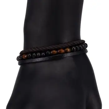 Leather bracelet (genuine leather, magnetic lock, Brown) 55119 
Leather bracelet (genuine leather, magnetic lock, Brown) 55119