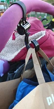OcioDual 2x Ganchos Cochecito Carro Proposito Percha para Bebe Bolsas de Pañales Negro Carrito con Velcro Silla Coche Estable