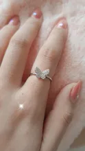ANENJERY-anillo mariposa abertura para mujer, de Plata de Ley 925, Simple Flash, CZ, personalidad, viento fresco, regalo de San Valentín, S-R346