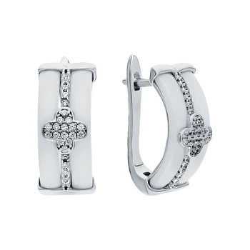 Silver earrings with ceramics and cubic zirconium sunlight 
Silver earrings with ceramics and cubic zirconium sunlight