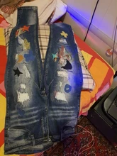 Moda de estilo coreano hombres Jeans parche bordado diseñador de Jeans rasgados pantalones lápiz elástico Streetwear elástico Hip Hop para hombres