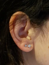 ROXI 3 unids/set cristales broche geométrico pendientes para las mujeres pequeña estrella ronda Piercings pendiente de la joyería de la plata esterlina 925 Oorbellen