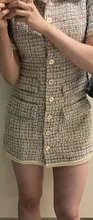 Korejpaa de mujer-Vestido de manga corta a rayas de Tweed, elegante vestido coreano de verano 2021