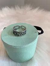 Anillo de plata con alfabeto Retro Punk para hombre, moderno Color plateado, reloj con diseño geométrico, anillo ajustable con apertura joyas de hip-hop