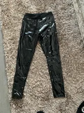 Capris sexys de cuero de imitación para mujer, polainas brillantes para deporte, Fitness, pantalón transpirable, pantalones # jsw