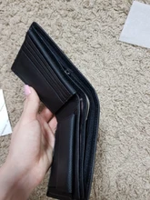 Billetera de cuero genuino para hombre, billetera de 100%, producto prémium, corta, negra, Cuero de vaca Real