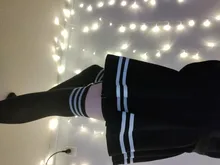 Falda plisada corta estilo universitario, negra, a rayas blancas y negras, antiligera, de cintura alta, esponjosa, 2020