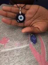 Exquisita azul de mal de ojo, collar de colgantes redondos de los hombres de la moda de las mujeres encantos collar accesorios creativo regalo de joyas de fiesta