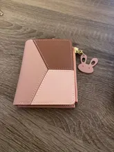 Billeteras geométricas rosas para mujer, Cartera de bolsillo, tarjetero de retales, monedero corto a la moda