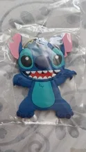 Anime Stitch llavero figura PVC dibujo animado anillo 3D doble lado clave cadena lindo anillo clave titular regalo de mochila Decoración