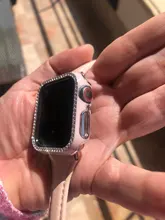 URVOI-funda de medio plástico para Apple Watch series 6 SE 5 4 3 2, marco de circón brillante, funda de grabado láser para iWatch