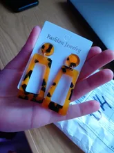 Pendientes de Clip para mujer, aretes de leopardo acrílico largo cuadrado geométrico circular sin Piercing, Clips para las orejas