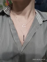 Collar de doble cara para mujer, Gargantilla redonda, colgante de tira de Color dorado, joyería de aleación para fiesta