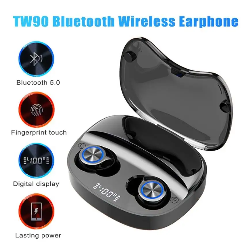 TW90 2000mA 5.0 Bluetooth Earphone Digital Display Fingerprint Touch Type-C Port Earpieces Waterproof Wireless In-ear Earbuds
TW90 2000mA 5.0 Bluetooth Earphone Digital Display Fingerprint Touch Type-C Port Earpieces Waterproof Wireless In-ear Earbuds