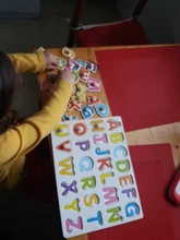 Rompecabezas de madera Montessori para bebé, juego de tablero de agarre, juguetes educativos, Infantil, dibujo de número, letras, matemáticas, regalo para niños