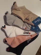 Disney-calcetines con bordado de dibujos animados para mujer, de algodón, finos, de verano, 1 par