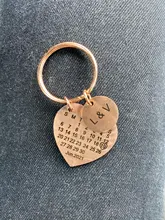 Llavero con anilla personalizada, calendario grabado, llavero de acero inoxidable, regalo de aniversario de boda para novio y marido