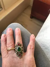 Kinel-joyería Bohemia para mujer, anillos de bronce antiguo para regalo, joyería Vintage, piedra de resina negra y roja, anillos étnicos turcos para mujer