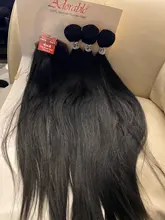 Mechones de pelo sintético con mezcla de animales, extensiones de pelo de paquete liso de seda con cierre de encaje 4x4, mezcla de cabello humano Natural Adorable 3 + 1