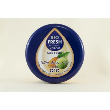 Cream ALMOND OIL and COENZYME Q-10, Moisturizing Facial and Body, 250 ml. 
Cream ALMOND OIL and COENZYME Q-10, Moisturizing Facial and Body, 250 ml.
