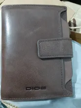 DIDE-monedero Vintage de cuero genuino para hombre, billetera corta de piel de vaca con cremallera, tarjetero de café, caja de regalo