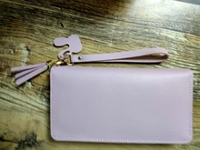 Cartera de cuero con diseño geométrico de lujo para mujer, monedero de Cremallera larga con diseño de borla, monedero femenino