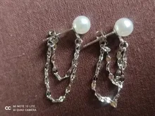 Pendientes de plata de ley 925 con borlas, cuentas de perlas redondas, aretes de tuerca estilo coreano para mujer, joyería de boda, aretes eh999