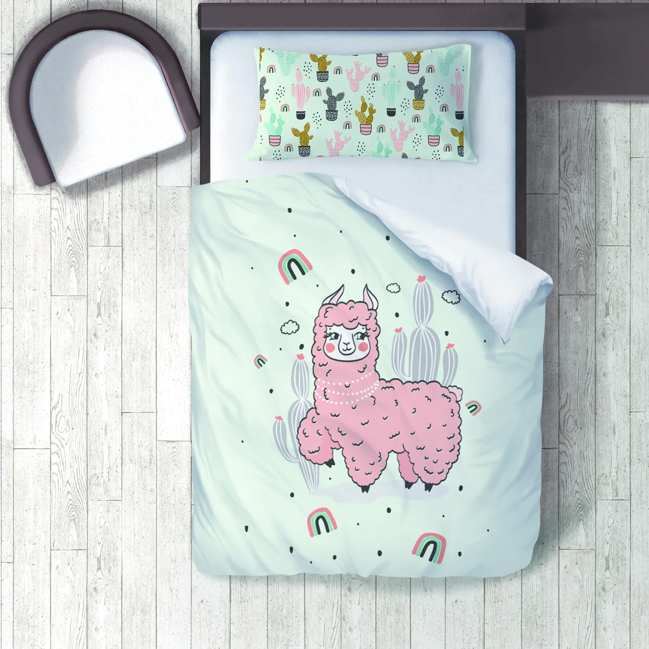 

Duvet Cover Set Bedding Set Pillow Case for Baby and Kids Room 3D Printed Water Green Sheep Cactus Model 197
