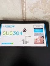 LEDEME-grifo de cocina de acero inoxidable, mezclador de agua, de cerámica, sencillo, grúa, L74998A-3