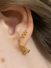 Pendientes de plata de ley 925 estilo europeo para mujer, aretes de oro de 14k para mujer, hoja de rama de olivo sencilla, joyería para estudiantes