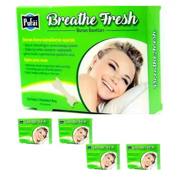 Pufai Nasal Strips Breathe Fresh Compatinle Standart Sizes 55mm 16mm 50 Pieces 
Pufai Nasal Strips Breathe Fresh Compatinle Standart Sizes 55mm 16mm 50 Pieces