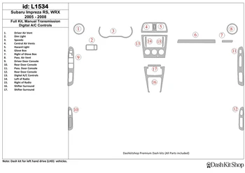 Interior trim for Subaru Impreza WRX 2005-2008. Set L1534. 
Interior trim for Subaru Impreza WRX 2005-2008. Set L1534.