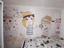 Custom Wallpaper Store Cartoon Background Mural 3d Papier Beibehang Fashion Hand Girl