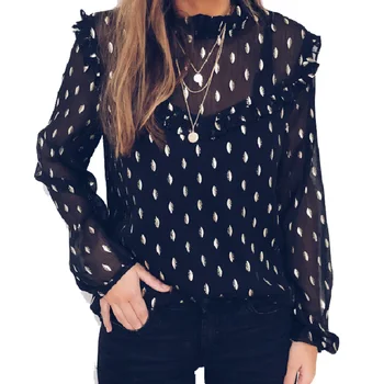 Women Black Chiffon Long Sleeve Blouse Summer Casual Dot Shirt Pullover Tops fashion autumn laides dot blouse
Women Black Chiffon Long Sleeve Blouse Summer Casual Dot Shirt Pullover Tops fashion autumn laides dot blouse