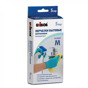 Household nitrile gloves неопудренные 5 pairs 10 PCs size m 
Household nitrile gloves неопудренные 5 pairs 10 PCs size m