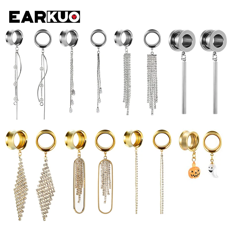 EARKUO Popular Stainless Steel Square Bar Chains Dangle Ear Plugs Piercing Gauges Tunnels Body Jewelry Earring Stretchers 2PCS
EARKUO Popular Stainless Steel Square Bar Chains Dangle Ear Plugs Piercing Gauges Tunnels Body Jewelry Earring Stretchers 2PCS