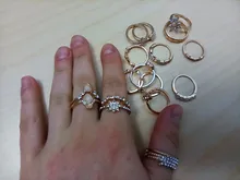 Tocona, 17 unids/set de lujo de cristal claro piedra conjuntos de anillos de boda para hombres y mujeres de la gota de agua flores el sol Geoemtric de joyería 8920