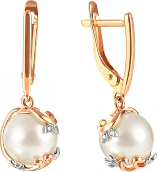Примаэксклюзив earrings with pearls and cubic zirconia in red gold 
Примаэксклюзив earrings with pearls and cubic zirconia in red gold