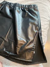 Minifalda de estilo coreano para mujer, falda negra de cuero, estilo Harajuku, de cintura alta, con dobladillo, Falda de tubo ajustada, ropa Vintage de los 90