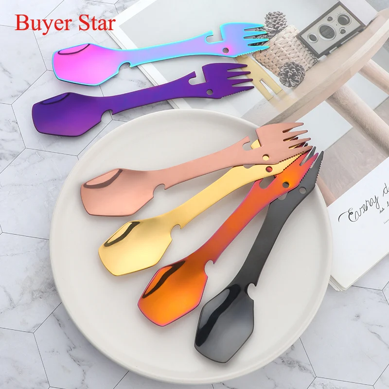 4in1 Outdoor Tablewares stainless steel Fork Spoon Cutter Picnic Camping Dinnerware food serving tool Metal bottle opener set
4in1 Outdoor Tablewares stainless steel Fork Spoon Cutter Picnic Camping Dinnerware food serving tool Metal bottle opener set