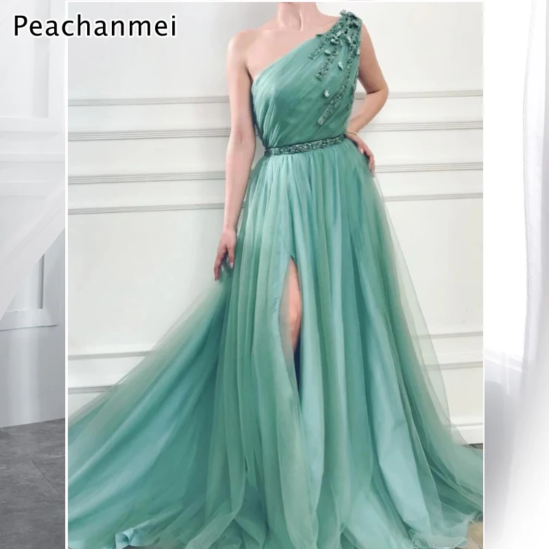 Sexy Pastel Green Evening Dress Tulle A-Line Split Evening Prom Dresses One Shoulder Formal Gowns robe de soiree
Sexy Pastel Green Evening Dress Tulle A-Line Split Evening Prom Dresses One Shoulder Formal Gowns robe de soiree