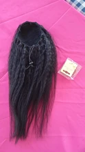 Extensiones de cabello humano con Coleta, coleta con Clip, coleta recta, Remy, brasileño, para Afroamericana