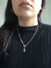 Collar con inicial de letra mayúscula para mujer, collar con colgante de alfabeto de A-Z dorado, Hip-Hop, cadena gruesa, hebilla OT