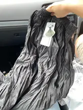 Falda Plisada Pleated-Skirt A-Line Midi Black Autumn Korean-Style Women Casual High-Waisted