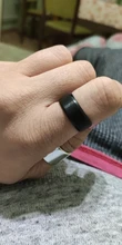 Simple liso negro/3 colores titanio anillo anillos de boda para hombres para mujeres